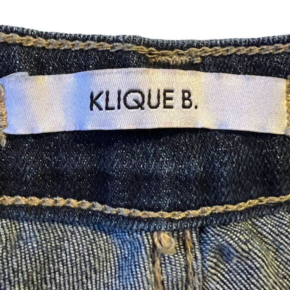 Klique B. Distressed Stretch Denim Cutoff Shorts Size Medium Distressed Festival - Picture 3 of 7